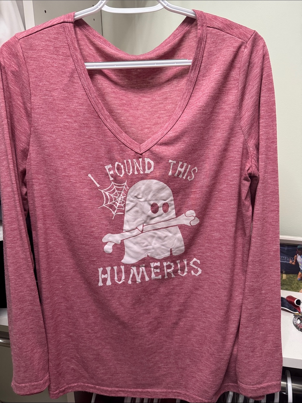 Pink Heather Long Sleeve Halloween Graphic Tee
